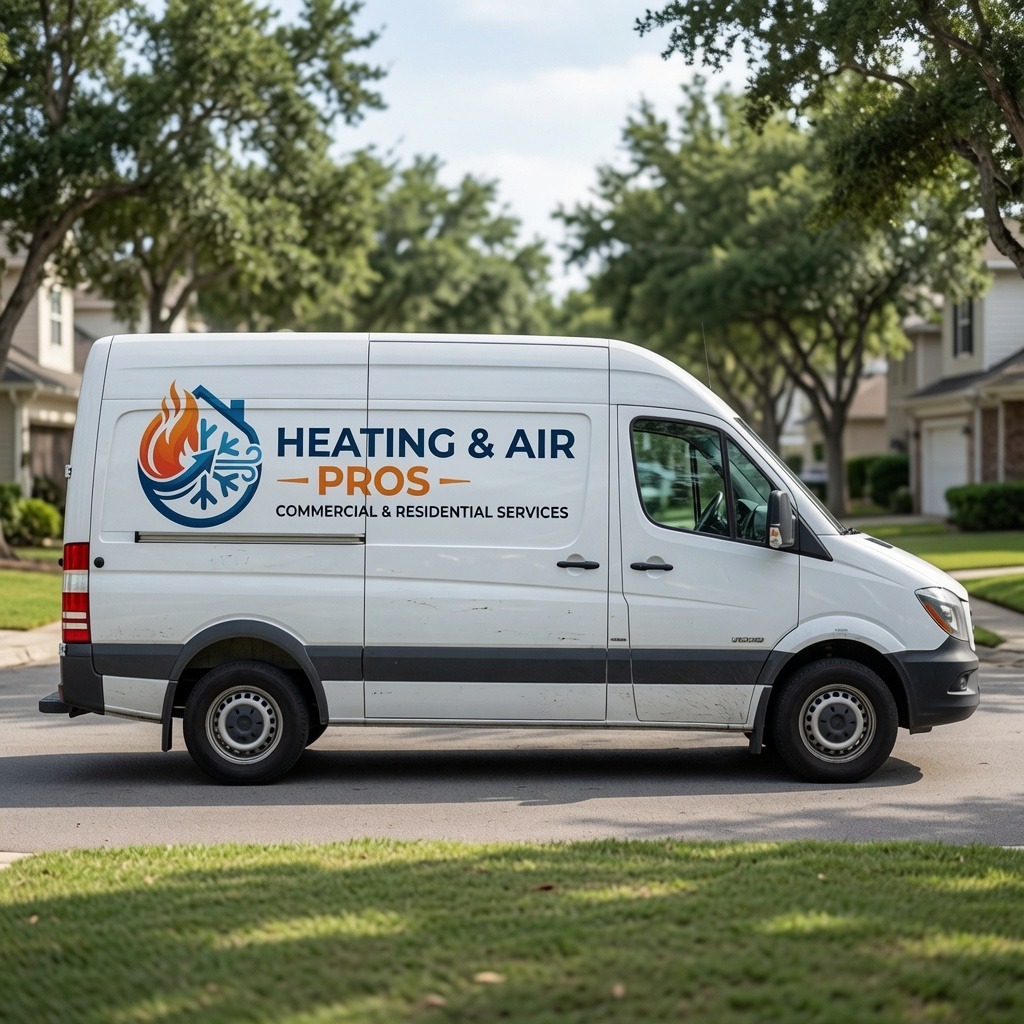 Local heating and air service van serving South Jordan